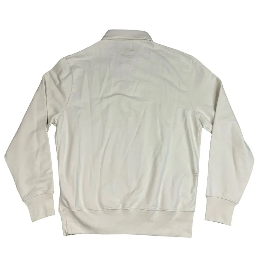 J Crew Polo Rugby Pullover Sweatshirt Mens M Cream Fleece Cotton Preppy BW510‎